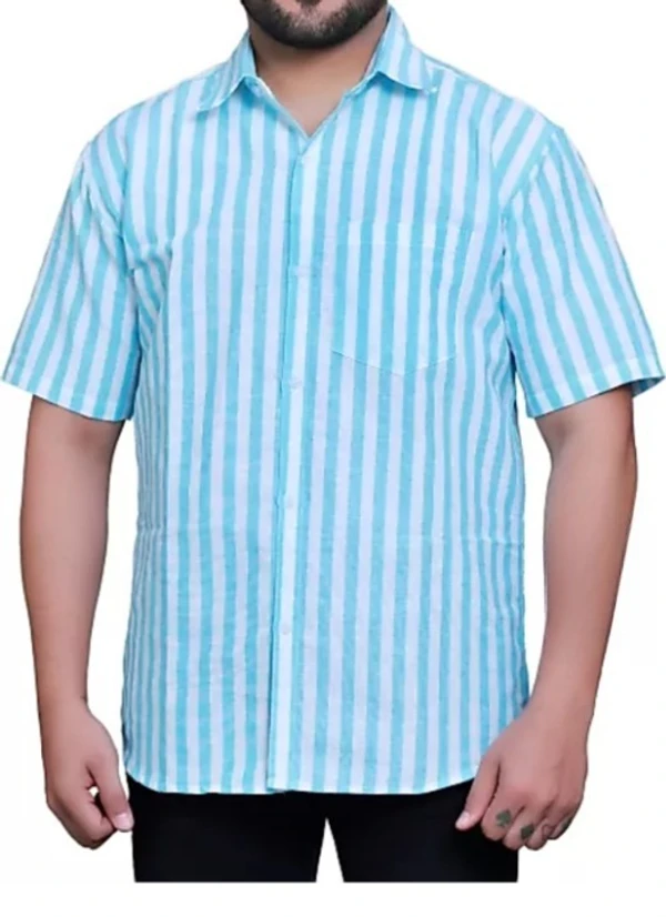 HALF-L44-SHIRT-BLUE Khadi Cotton Half Sleeve Shirt - XXL / 44, 0.25 kgs, India