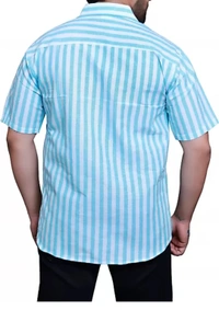 HALF-L44-SHIRT-BLUE Khadi Cotton Half Sleeve Shirt - XXL / 44, 0.25 kgs, India