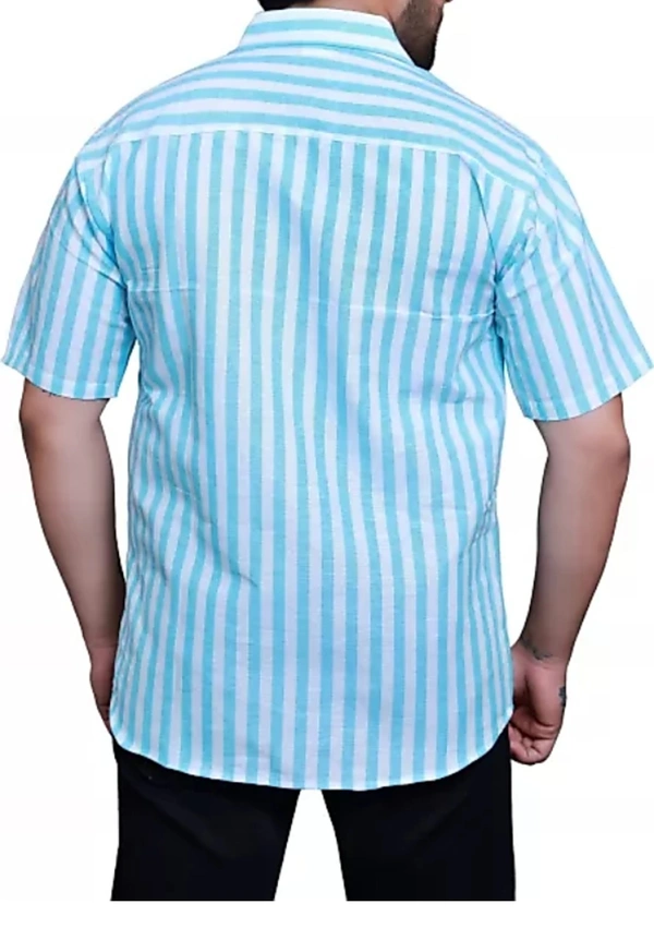HALF-L44-SHIRT-BLUE Khadi Cotton Half Sleeve Shirt - XXL / 44, 0.25 kgs, India