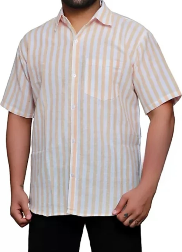 HALF-L44-SHIRT-ORANGE Khadi Cotton Half Sleeve Shirt - India, XXL / 44, 0.25 kgs