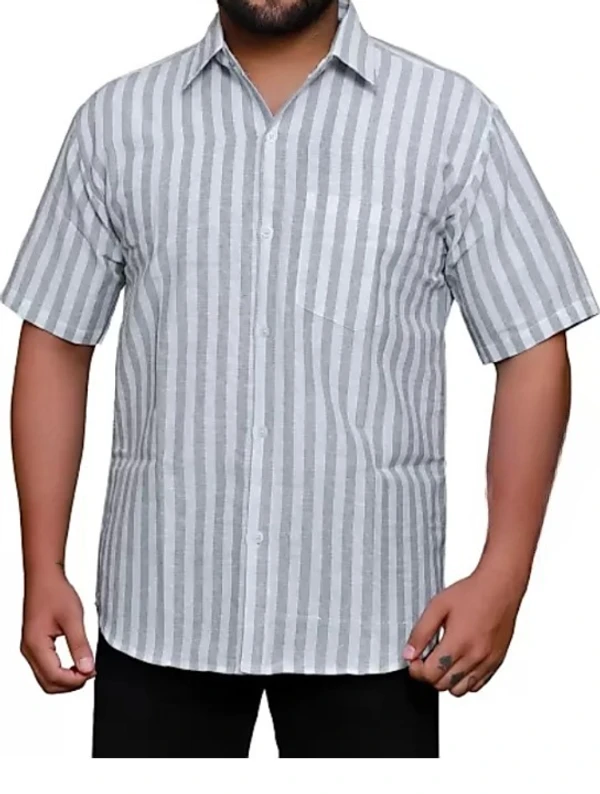 HALF-L44-SHIRT-GREY Khadi Cotton Half Sleeve Shirt - India, XXL / 44, 0.25 kgs