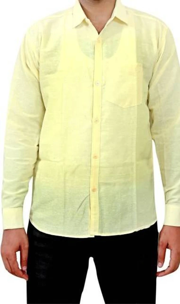 FULL-P44-SHIRT-YELLOW Khadi Cotton Full Sleeve Shirt - India, XXL / 44, 0.25 kgs