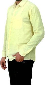 FULL-P44-SHIRT-YELLOW Khadi Cotton Full Sleeve Shirt - India, XXL / 44, 0.25 kgs