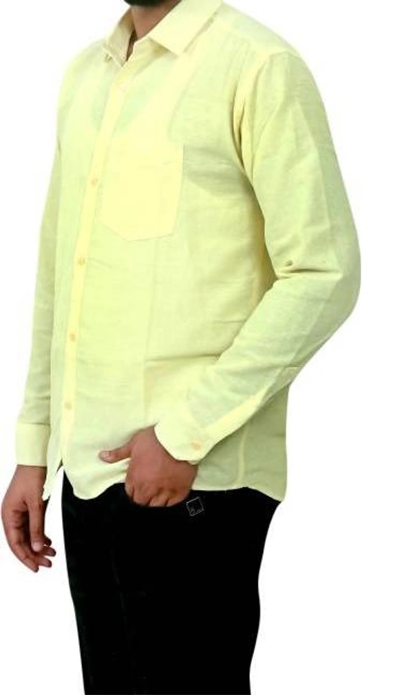FULL-P44-SHIRT-YELLOW Khadi Cotton Full Sleeve Shirt - India, XXL / 44, 0.25 kgs