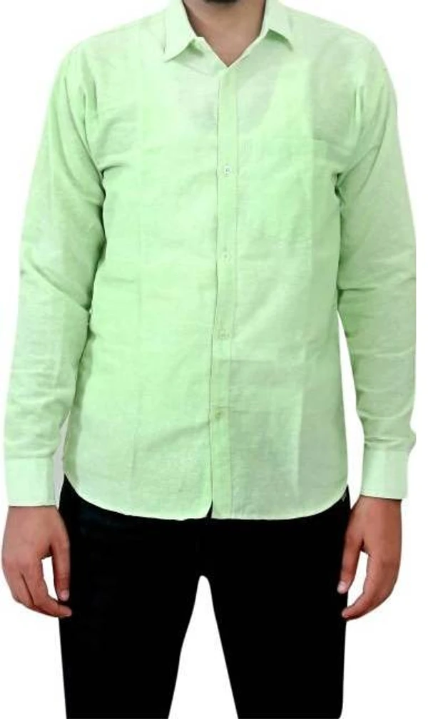 FULL-P44-SHIRT-GREEN Khadi Cotton Full Sleeve Shirt - India, XXL / 44, 0.25 kgs