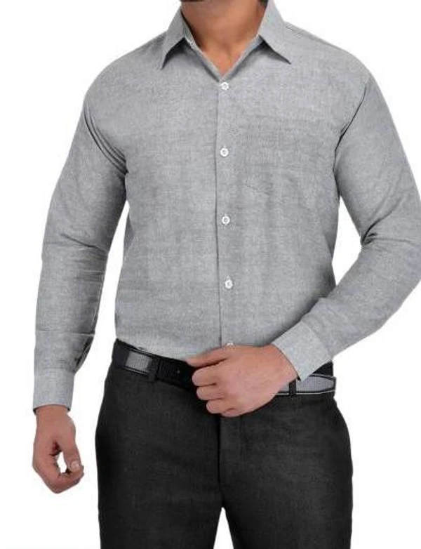 FULL-P44-SHIRT-GREY Khadi Cotton Full Sleeve Shirt - India, XXL / 44, 0.25 kgs