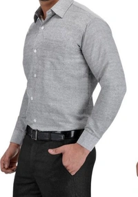 FULL-P42-SHIRT-GREY Khadi Cotton Full Sleeve Shirt - India, XL / 42, 0.25 kgs