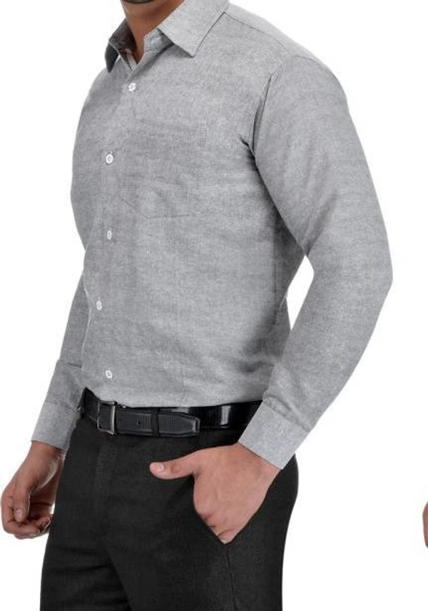 FULL-P42-SHIRT-GREY Khadi Cotton Full Sleeve Shirt - India, XL / 42, 0.25 kgs