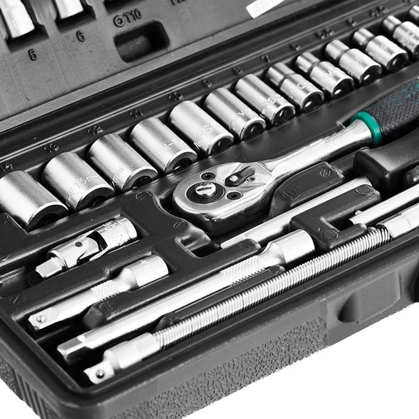 0452 -46pcsMetal 1/4" Socket Set (Black, 46pcs) - 1.223 kgs, China