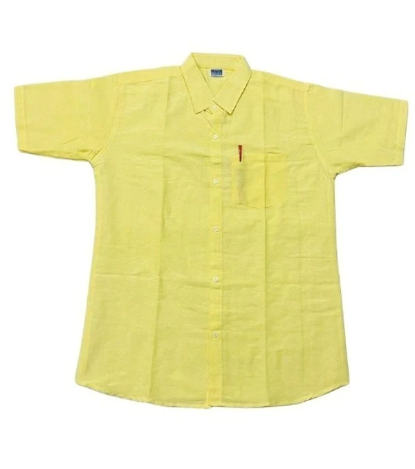 HALF-P44-SHIRT-YELLOW Khadi Cotton Half Sleeve Shirt - India, XXL / 44, 0.25 kgs