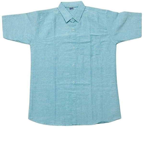 HALF-P44-SHIRT-BLUE Khadi Cotton Half Sleeve Shirt - India, XXL / 44, 0.25 kgs