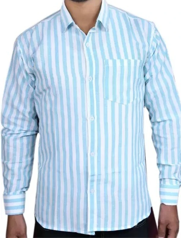 FULL-L44-SHIRT-BLUE Khadi Cotton Full Sleeve Shirt - India, XXL / 44, 0.25 kgs