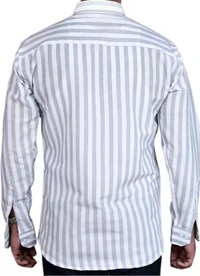 FULL-L38-SHIRT-GREY Khadi Cotton Full Sleeve Shirt - India, M / 38, 0.25 kgs