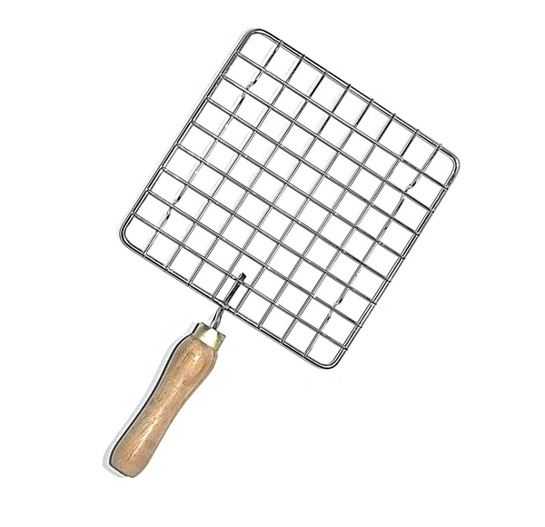 2086 Stainless Steel Roaster Papad Jali with Wooden Handle - 0.651 kgs, India