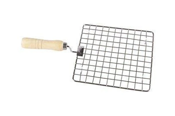 2086 Stainless Steel Roaster Papad Jali with Wooden Handle - 0.651 kgs, India