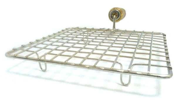 2086 Stainless Steel Roaster Papad Jali with Wooden Handle - 0.651 kgs, India
