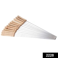 2228 Barbecue Skewers for BBQ Tandoor and Gril with Wooden Handle - Pack of 12 - 0.34 kgs, China