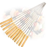 2228 Barbecue Skewers for BBQ Tandoor and Gril with Wooden Handle - Pack of 12 - 0.34 kgs, China