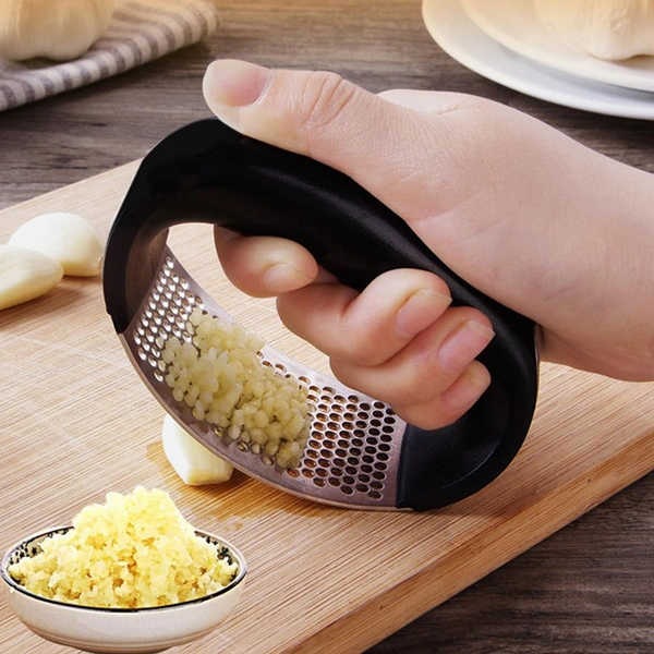 2350 Multipurpose Garlic Presser Squeeze Press Crusher Stainless Steel Kitchen Tools, Quick Handy Ginger Garlic Crusher - 0.111 kgs, China