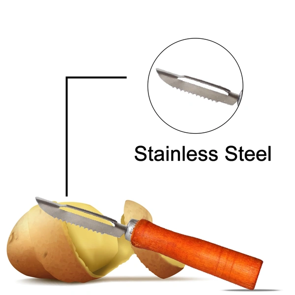 2455 Wooden Handle and Stainless Steel Vegetable Peeler - 0.042 kgs, China