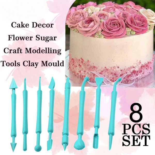 2473 Fondant Cake Decor Flower Sugar Craft Modelling Tools Clay Mould (8PC-Set) - 0.058 kgs, India