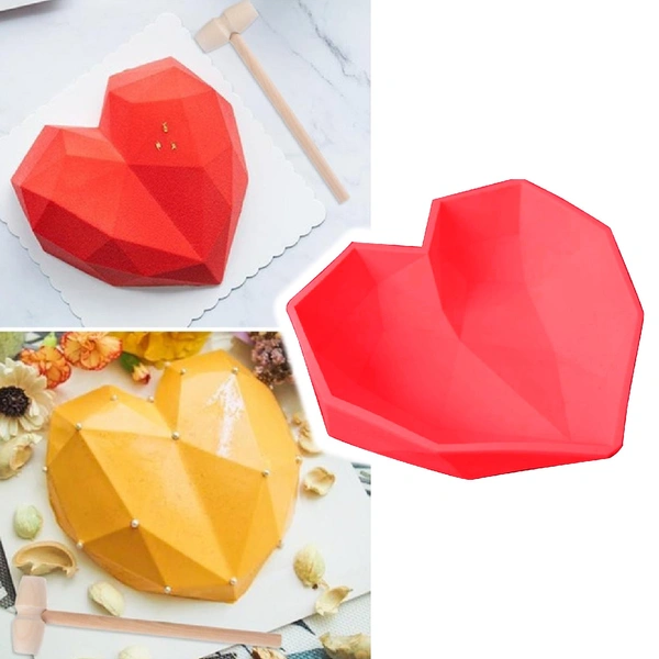 3258 Flexible Silicone 3D Diamond Heart Shape Pinata Chocolate Cake Mold - 0.07 kgs, India