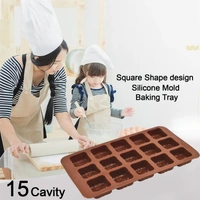 4632 15 Cavity Square Shape design Silicone Mold Baking Tray - 0.147 kgs, India