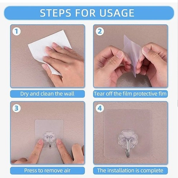 4728 Plastic Self-Adhesive Kitchen 3Pc Hooks - 0.158 kgs, China