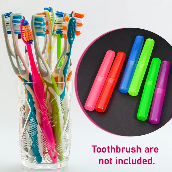 4969 6Pc Plastic Toothbrush Cover, Anti Bacterial Toothbrush Container- Tooth Brush Travel Covers, Case, Holder, Cases - 0.262 kgs, India