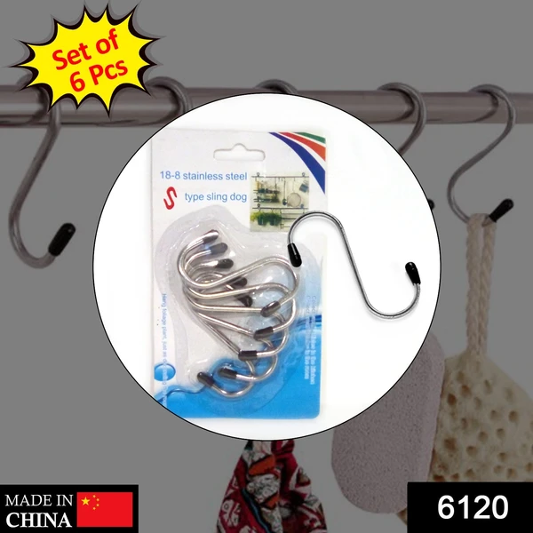 6120 6 Pc S Hanging Hook used in all kinds of places for hanging purposes on walls of such items and materials etc. - China, 0.078 kgs