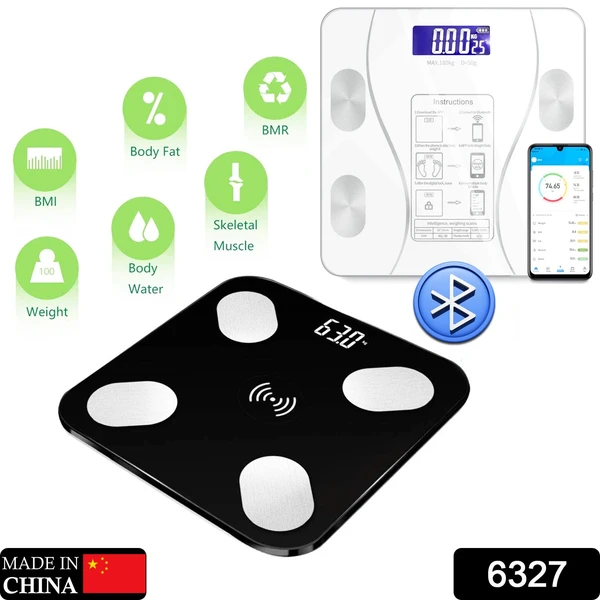 6327 Bluetooth Bathroom Scale, Bluetooth Body Fat Scale Digital Smart Body Weight Scale iOS and Android App to Manage Body Weight, Body Fat, Water, Muscle Mass, BMI, BMR, Bone Mass and Visceral Fat with BMI Scale - China, 0.945 kgs