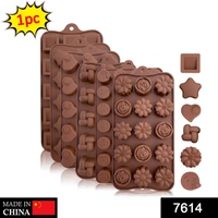 7614 Silicone Food Grade Reusable Non-Stick Multi Shape 15 Cavity Chocolate Mold - 0.094 kgs, China