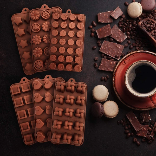 7614 Silicone Food Grade Reusable Non-Stick Multi Shape 15 Cavity Chocolate Mold - 0.094 kgs, China