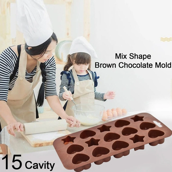 7614 Silicone Food Grade Reusable Non-Stick Multi Shape 15 Cavity Chocolate Mold - 0.094 kgs, China