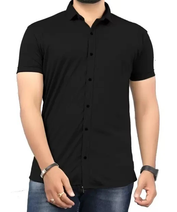 HALF-P44-SHIRT-BLACK Khadi Cotton Half Sleeve Shirt - XXL / 44, 0.25 kgs, India