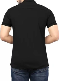 HALF-P42-SHIRT-BLACK Khadi Cotton Half Sleeve Shirt - India, XL / 42, 0.25 kgs