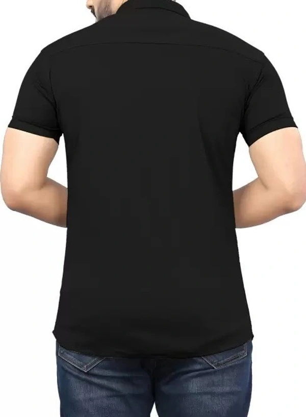 HALF-P42-SHIRT-BLACK Khadi Cotton Half Sleeve Shirt - India, XL / 42, 0.25 kgs