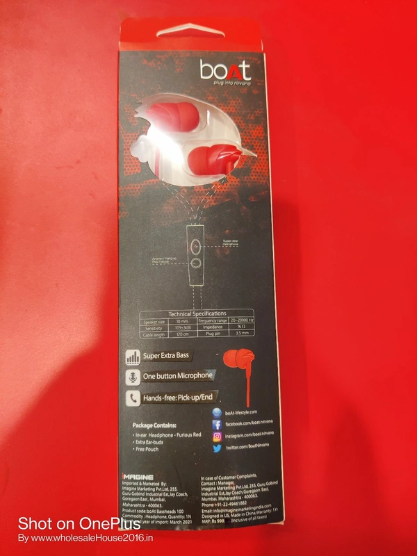 Boat 100 Original Wired Earphone - 