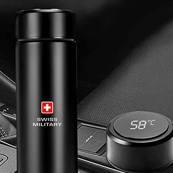 Water Bottle Container SWISS MILITARY Digital Vacuum Flask Black (SMF5), Stianless Steel  - 