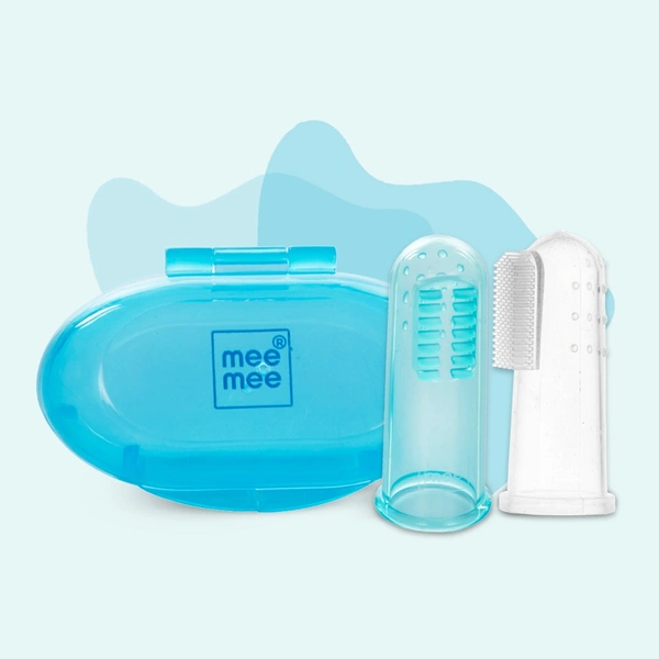 MEE MEE UNIQUE FINGER BRUSH & GUM TONGUE CLEANER SET WITH WIDER BRISTLES & REGULAR BRISTLES