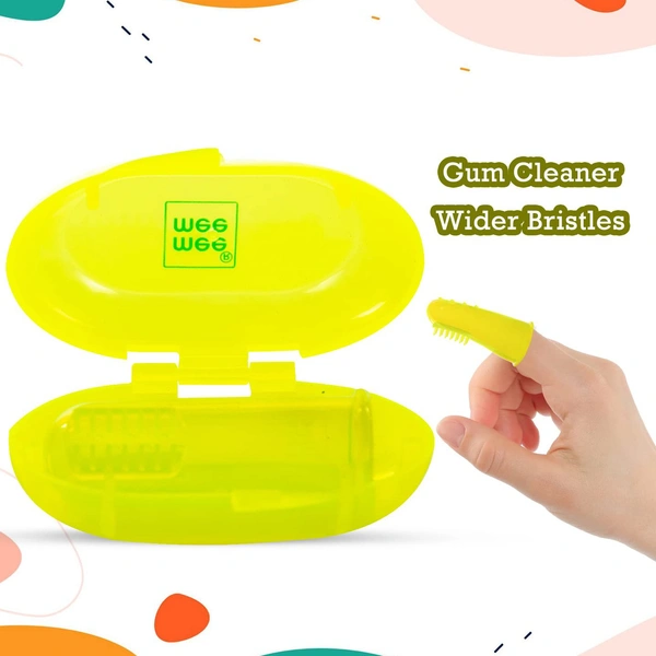 MEE MEE UNIQUE FINGER BRUSH & GUM TONGUE CLEANER SET WITH WIDER BRISTLES & REGULAR BRISTLES
