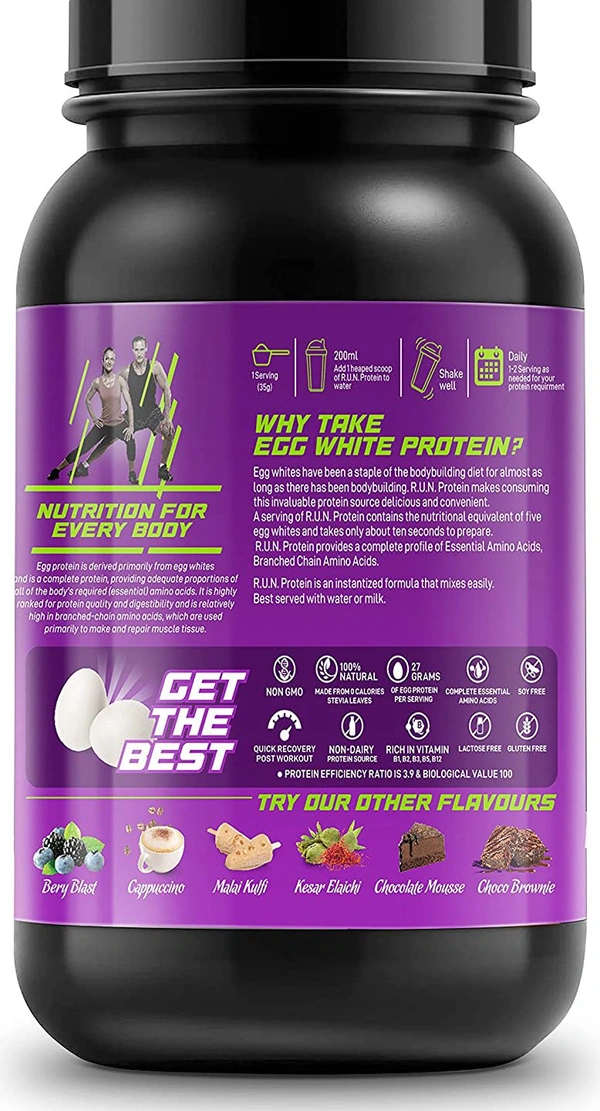 R.U.N  Rise Up Nutrition Egg Albumen Powder ( Choco Brownie ) - 1 kg