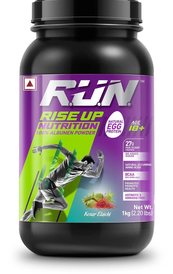 R.U.N  Rise Up Nutrition Egg Albumen Powder ( Kesar Elaichi ) - 1 kg