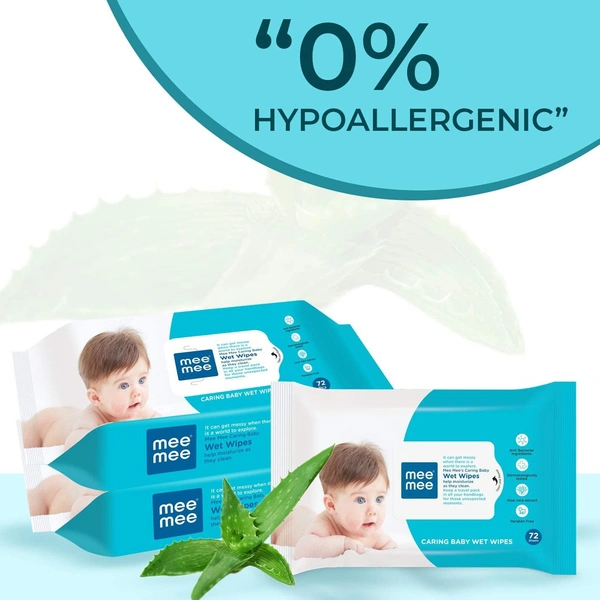 Mee Mee Caring Baby Wet Wipes With Aloe Vera Extracts (72 pcs) | Parabens Free