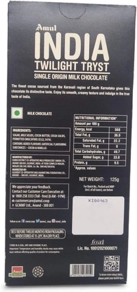 Amul  twilight tryst milk chocolate - 125 Gram ( 1 Pcs )