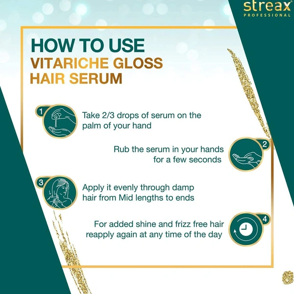 Streax Professional Vitariche Gloss Hair Serum - 100 Ml