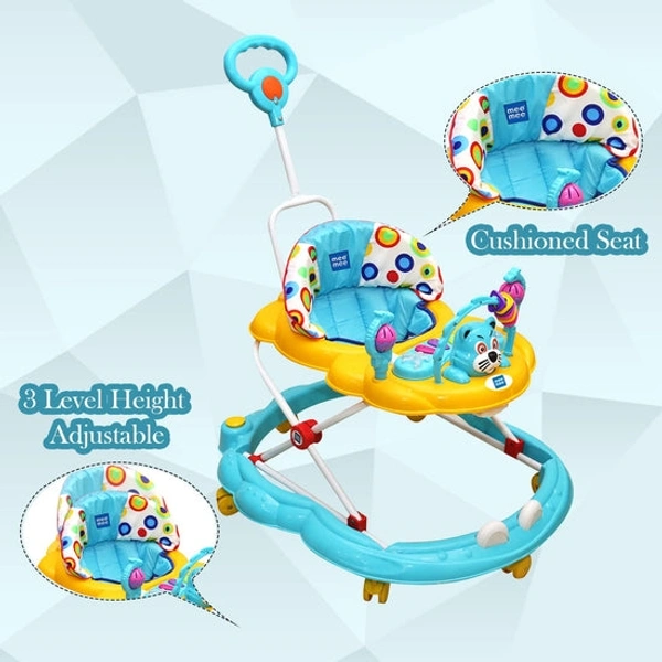MEE MEE  MEE MEE SIMPLE STEP BABY WALKER WITH PARENTAL CONTROL HANDLE & MUSICAL ACTIVITY TRAY - Green, Green