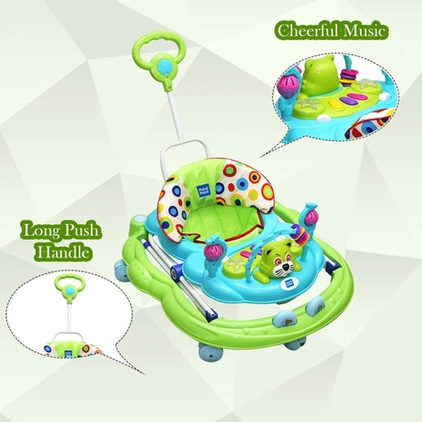 MEE MEE  MEE MEE SIMPLE STEP BABY WALKER WITH PARENTAL CONTROL HANDLE & MUSICAL ACTIVITY TRAY - Green, Green