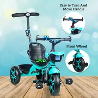 MEE MEE PREMIUM BABY TRICYCLE WITH ADJUSTABLE PARENT HANDLE & CUSHIONED SEAT (GREEN)