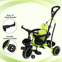 MEE MEE 2 IN 1 KIDS ROCKER TRIKE WITH PARENTAL CONTROL HANDLE | BABY TRICYCLE WITH ROCKING FEATURE, ADJUSTABLE CUSHIONED SEAT & FOOTREST (GREEN)